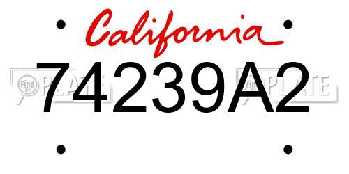 74239A2 California License Plate