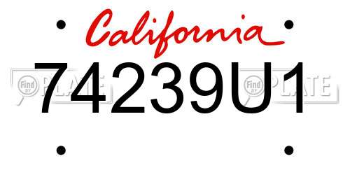74239U1 California License Plate