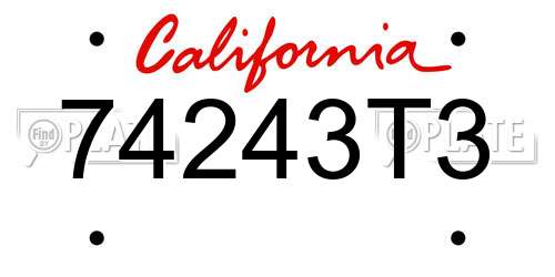 74243T3 California License Plate
