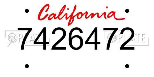 7426472 California License Plate
