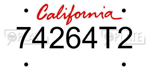 74264T2 California License Plate