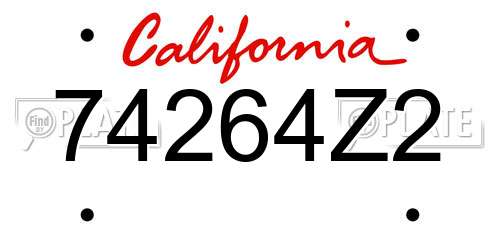 74264Z2 California License Plate