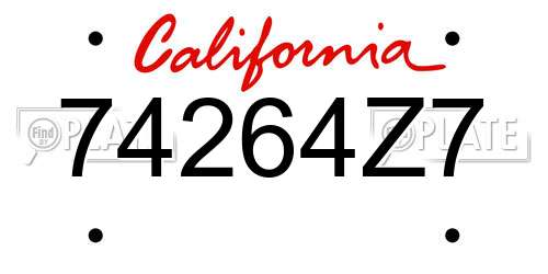 74264Z7 California License Plate