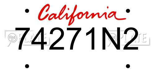 74271N2 California License Plate