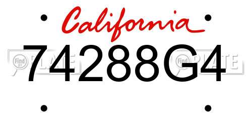 74288G4 California License Plate