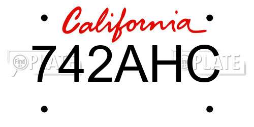 742AHC California License Plate
