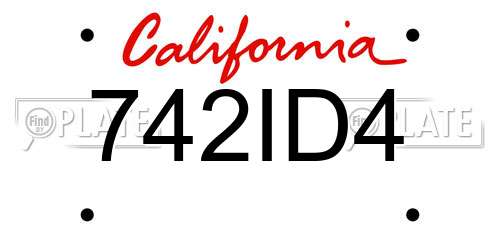 742ID4 California License Plate