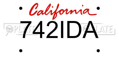 742IDA California License Plate