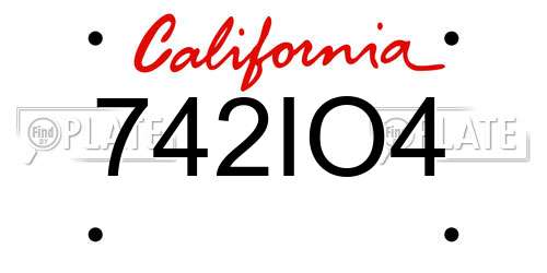 742IO4 California License Plate