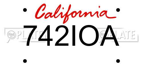 742IOA California License Plate