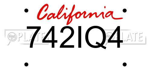 742IQ4 California License Plate