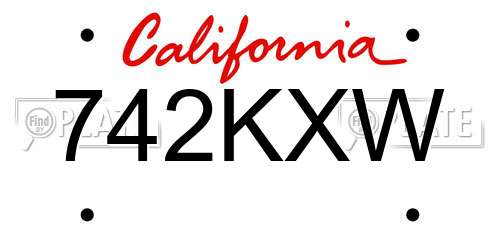 742KXW California License Plate