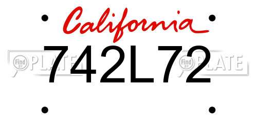 742L72 California License Plate