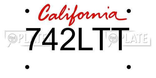 742LTT California License Plate