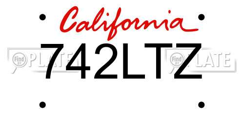 742LTZ California License Plate