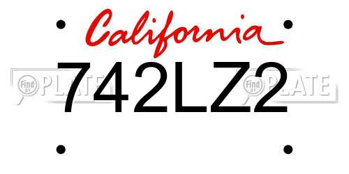 742LZ2 California License Plate