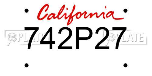 742P27 California License Plate