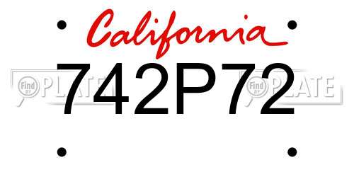 742P72 California License Plate
