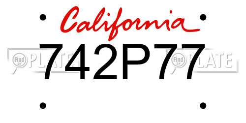 742P77 California License Plate