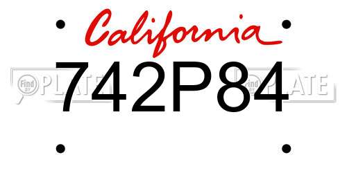 742P84 California License Plate
