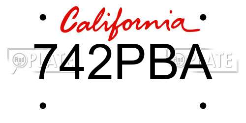 742PBA California License Plate