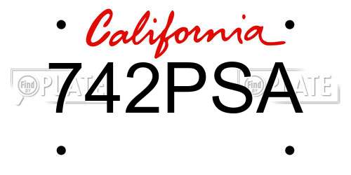 742PSA California License Plate