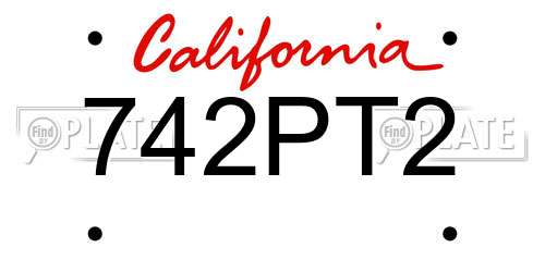742PT2 California License Plate
