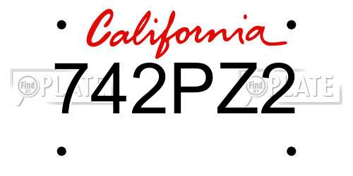 742PZ2 California License Plate