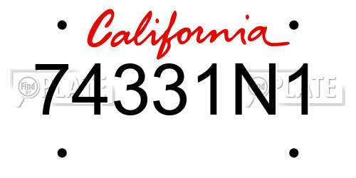 74331N1 California License Plate