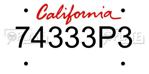 74333P3 California License Plate