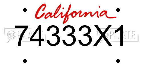 74333X1 California License Plate