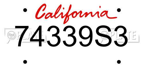 74339S3 California License Plate