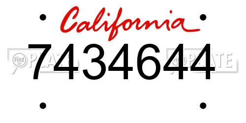 7434644 California License Plate