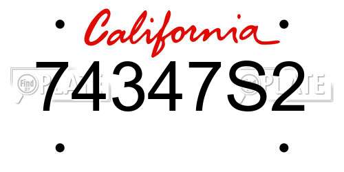74347S2 California License Plate