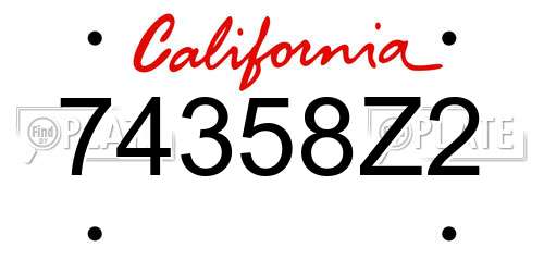 74358Z2 California License Plate