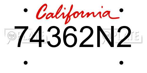 74362N2 California License Plate