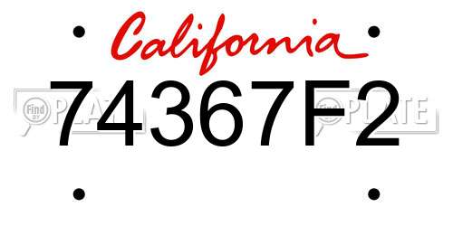 74367F2 California License Plate