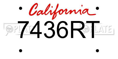 7436RT California License Plate