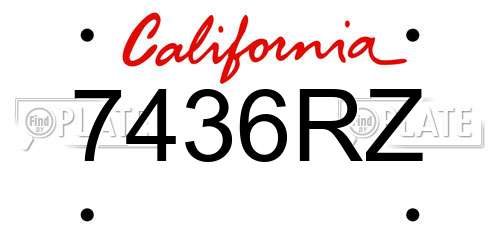 7436RZ California License Plate