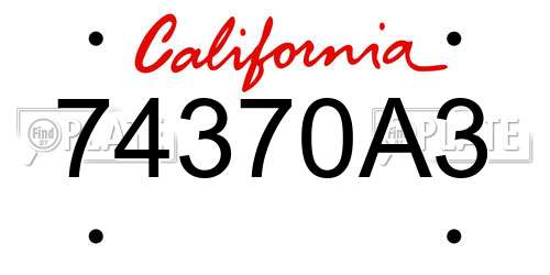 74370A3 California License Plate