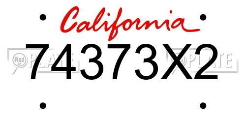 74373X2 California License Plate