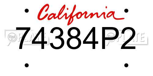 74384P2 California License Plate
