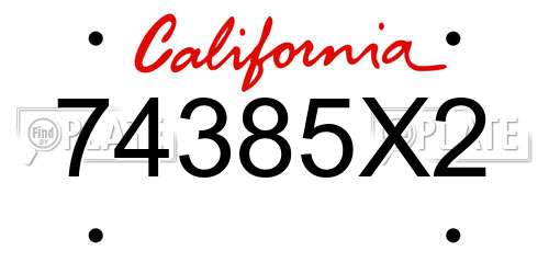 74385X2 California License Plate