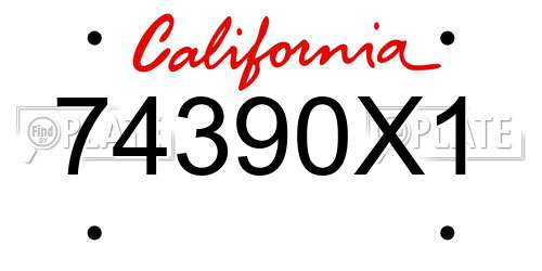 74390X1 California License Plate
