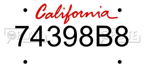 74398B8 California License Plate