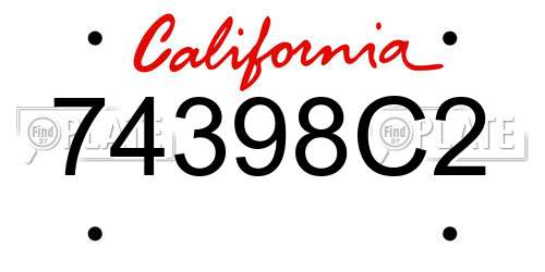 74398C2 California License Plate