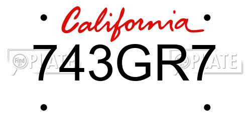 743GR7 California License Plate