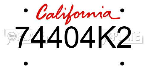 74404K2 California License Plate