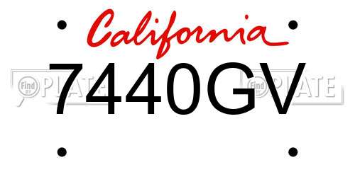 7440GV California License Plate