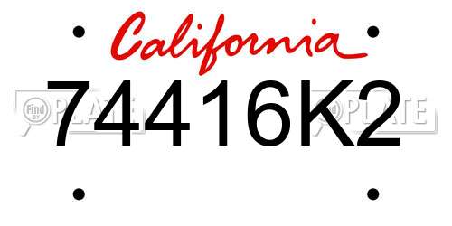 74416K2 California License Plate